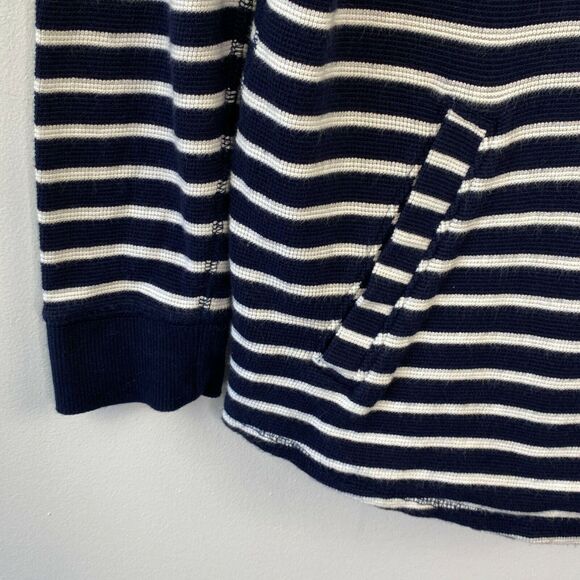 J. Crew Factory Blue Striped Waffle Knit Cowl Neck Pullover Sweater Women XS - Picture 7 of 7